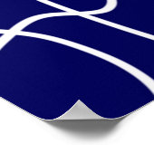 Lijnkunst: wit op donkerblauw poster (Hoek)