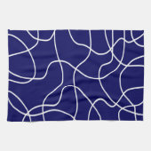 Lijnkunst: wit op donkerblauw theedoek (Horizontaal)