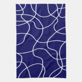 Lijnkunst: wit op donkerblauw theedoek (Verticaal)