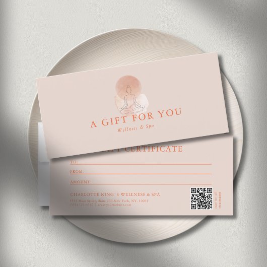 Lijnkunst Yoga Vrouw QR-code Cadeaubon
