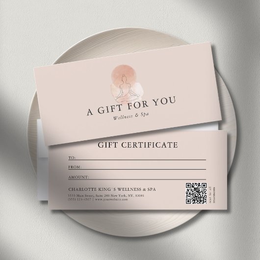 Lijnkunst Yoga Vrouw QR-code Cadeaubon