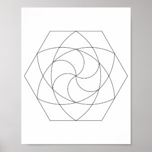 Lijnkunst Zeshoekig Raster Poster