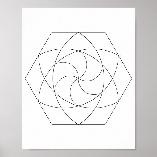 Lijnkunst Zeshoekig Raster Poster (Voorkant)