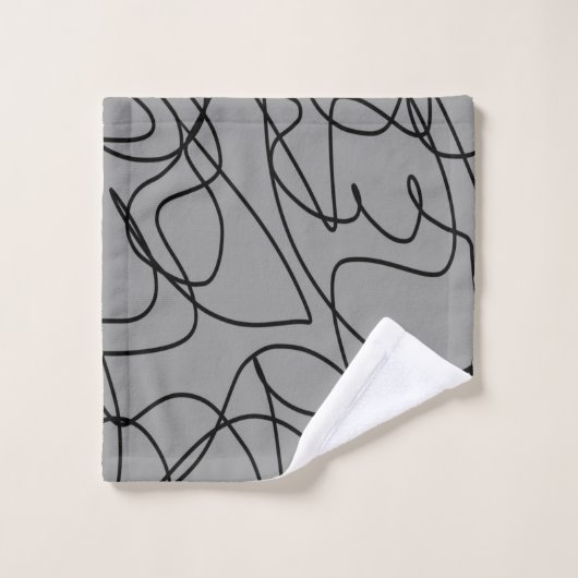 Lijnkunst: zwart op grijs bad handdoek (Wasdoekje)