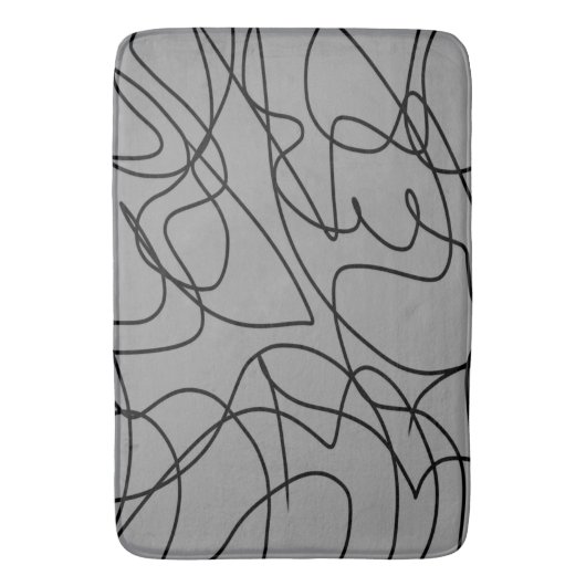 Lijnkunst: zwart op grijs badmat (Voorkant Verticaal)