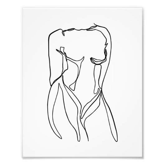 lijnkunst zwart-wit vrouwenlichaam minimaal foto afdruk (Voorkant)