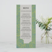 Lijnkunstbloemen, blauwgroen bloemmenu of prijslij menu (Staand voorkant)