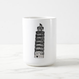 Lijnkunstillustratie van de Scheve Toren van Pisa Koffiemok