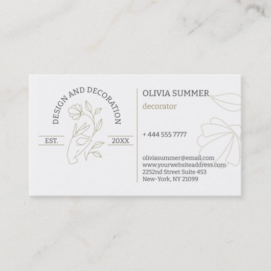 Lijnkunstontwerp & Decorator Visitekaartje (Voorkant)