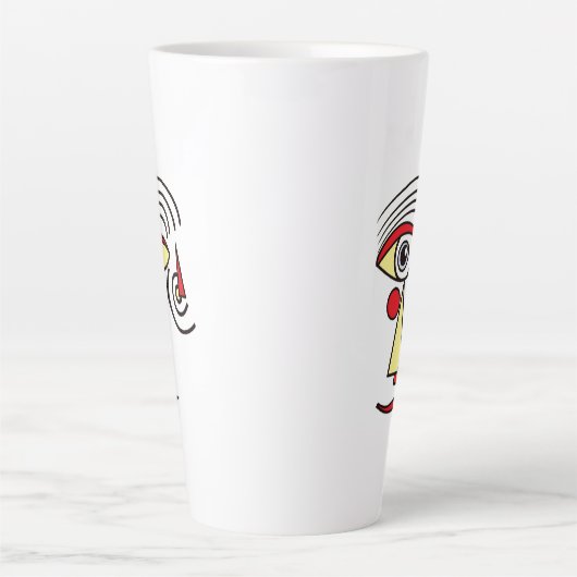 Lijnkunstwerk Abstract gezicht Eenvoudige vormen C Latte Mok (Voorkant)