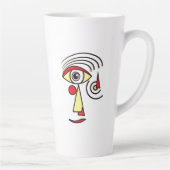 Lijnkunstwerk Abstract gezicht Eenvoudige vormen C Latte Mok (Rechts)
