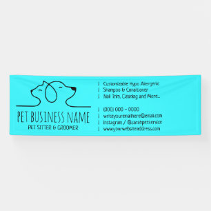 Lijnlogo Turquoise Blauw Huisdieroppas hond kat ve Spandoek