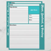 Lijnpagina's met recept (Aqua) (Voorkant / Achterkant)