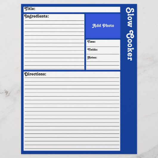 Lijnpagina's met recept (donkerblauw) (Voorkant)