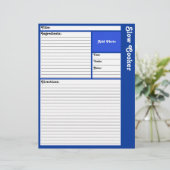 Lijnpagina's met recept (donkerblauw) (Staand voorkant)