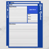 Lijnpagina's met recept (donkerblauw) (Voorkant / Achterkant)