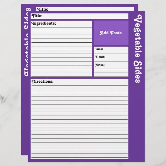 Lijnpagina's met recept (donkerbruin) (Voorkant / Achterkant)