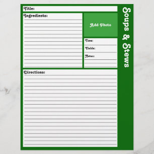 Lijnpagina's met recept (donkergroen)