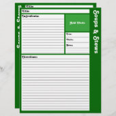 Lijnpagina's met recept (donkergroen) (Voorkant / Achterkant)
