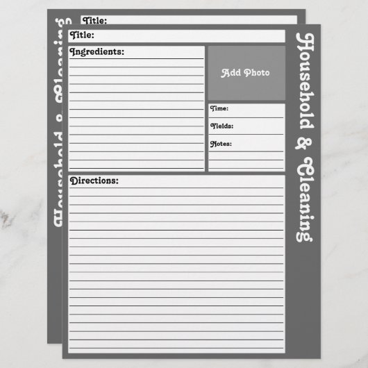 Lijnpagina's met recept (grijs) (Voorkant / Achterkant)