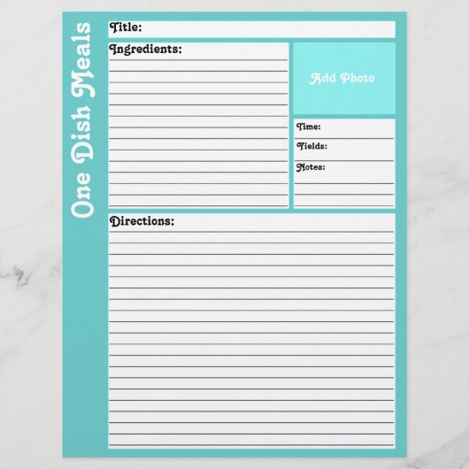 Lijnpagina's met recept (Light Aqua) (Achterkant)