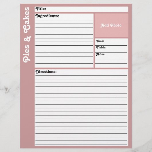 Lijnpagina's met recept (Mauve) (Achterkant)