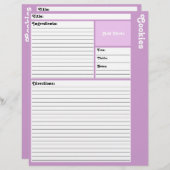 Lijnpagina's voor nuttige toepassing (licht Paars) (Voorkant / Achterkant)