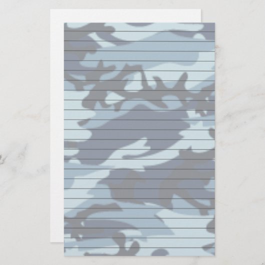 Lijnpapier met blauwe camo briefpapier (Voorkant / Achterkant)