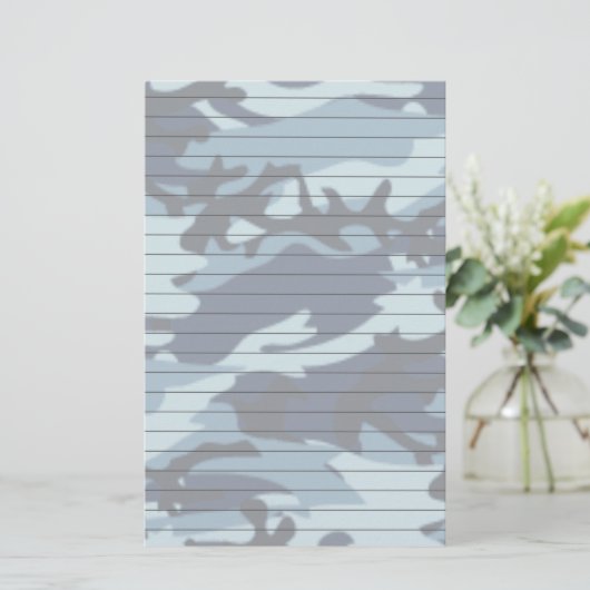 Lijnpapier met blauwe camo briefpapier (Staand voorkant)