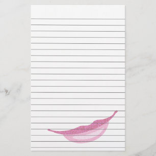 Lijnpapier met glimlach in glasachtig roze briefpapier
