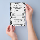 Lijnrand Zwarte en Witte Kapper Prijzenlijst Flyer (Hand)