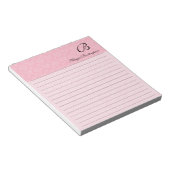 Lijnroze Damask met zwart monogram Notitieblok (Schuin)