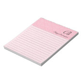 Lijnroze Damask met zwart monogram Notitieblok (Linkerzijde)