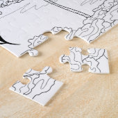 Lijnschildering van de Japanse Tempelberg Legpuzzel (Zijkant)