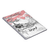 Lijnschildering van de Japanse Tempelberg Notitieboek (Rechterzijde)