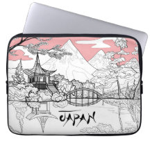 Lijnschildering van Japanse tempelmeerberg