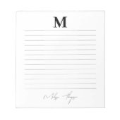 Lijnscript voor Initiaal en naam Persoonlijke hand Notitieblok (Voorkant)