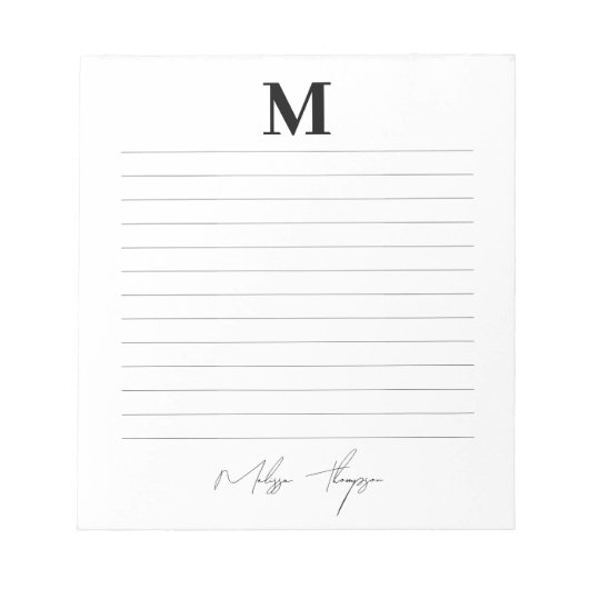 Lijnscript voor Initiaal en naam Persoonlijke hand Notitieblok (Voorkant)