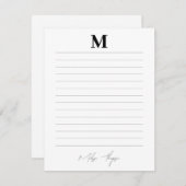 Lijnscript voor Initiaal en naam Persoonlijke hand Notitiekaartje (Voorkant / Achterkant)