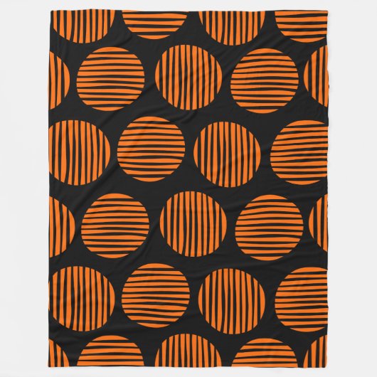 Lijnspuiten 190917 - Sinaasappel op zwart Fleece Deken (Voorkant)