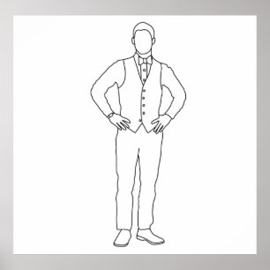 Lijntekening Blaine Anderson Poster