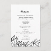 Lijntekening bloem minimalistische bruiloft detail informatiekaartje (Voorkant)