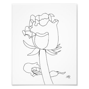 Lijntekening bloemenprint foto afdruk