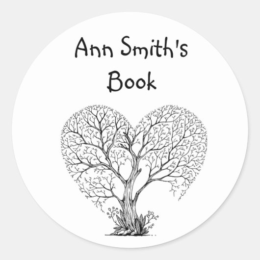 Lijntekening Boom van het Leven Kunst Ronde Sticker (Voorkant)