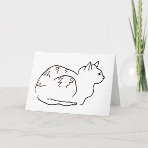 Lijntekening Gestreepte Kat Wenskaart Kaart