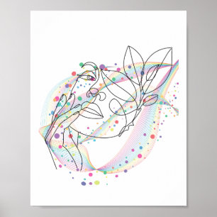 Lijntekening gezicht ontwerp eenvoudig artistiek o poster