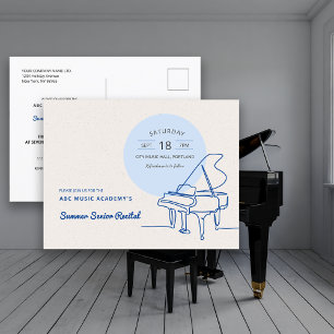 Lijntekening Grand Piano Recital Bewaar de Datum Briefkaart