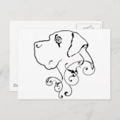 Lijntekening: groot stuurhoofd briefkaart (Voorkant / Achterkant)