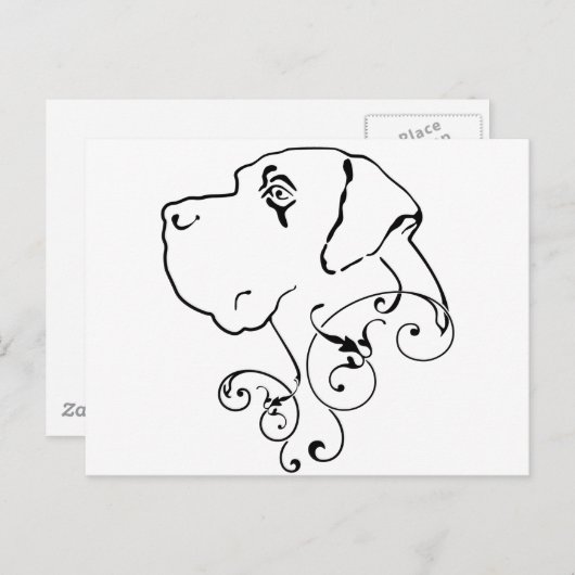 Lijntekening: groot stuurhoofd briefkaart (Voorkant / Achterkant)