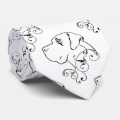 Lijntekening Grote Dane Kop Nek Binder Stropdas (Opgerold)